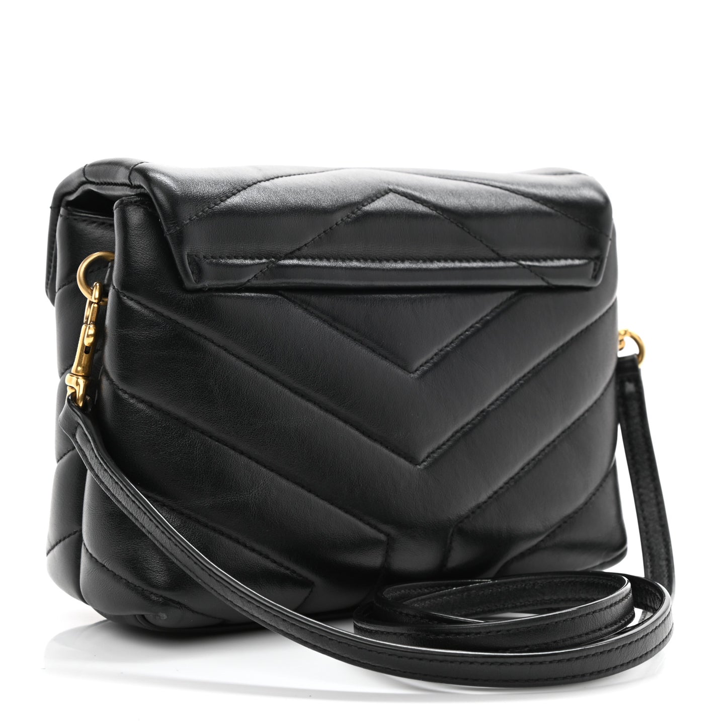 Calfskin Y Quilted Monogram Toy Loulou Crossbody Bag Black