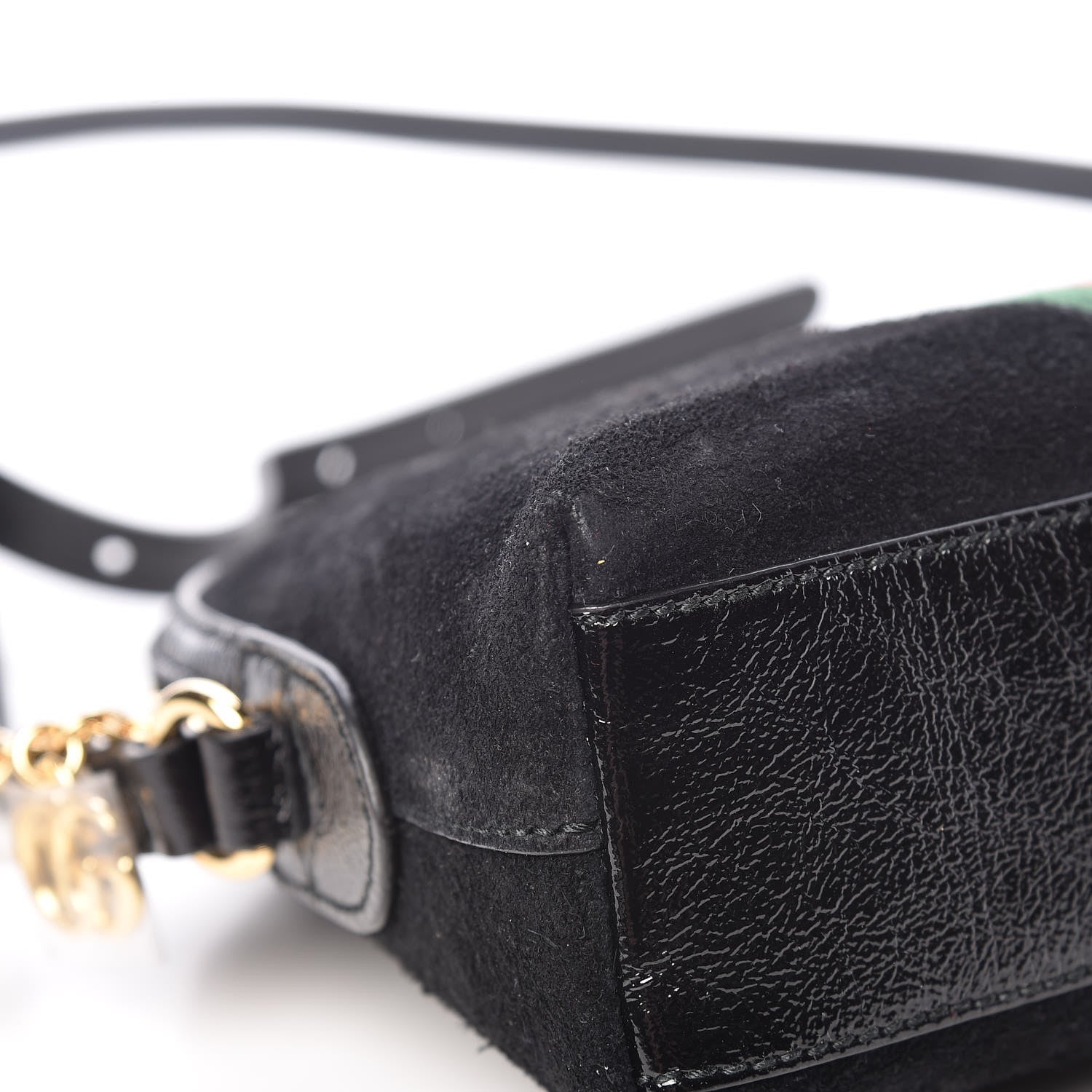Gucci Suede Patent Web GG Small Ophidia Dome Shoulder Bag Black 10 of 14