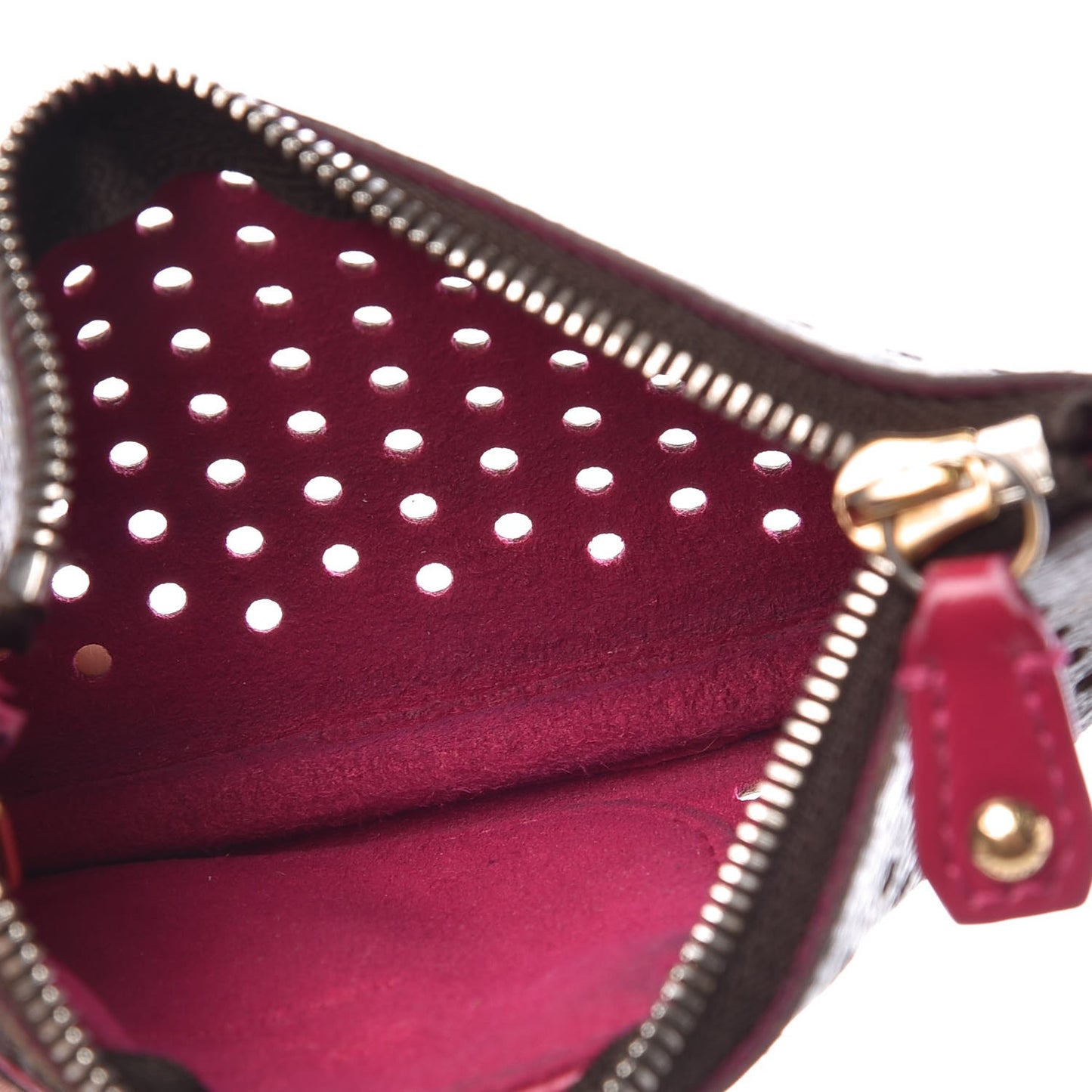 Monogram Perforated Key Pouch Fuchsia