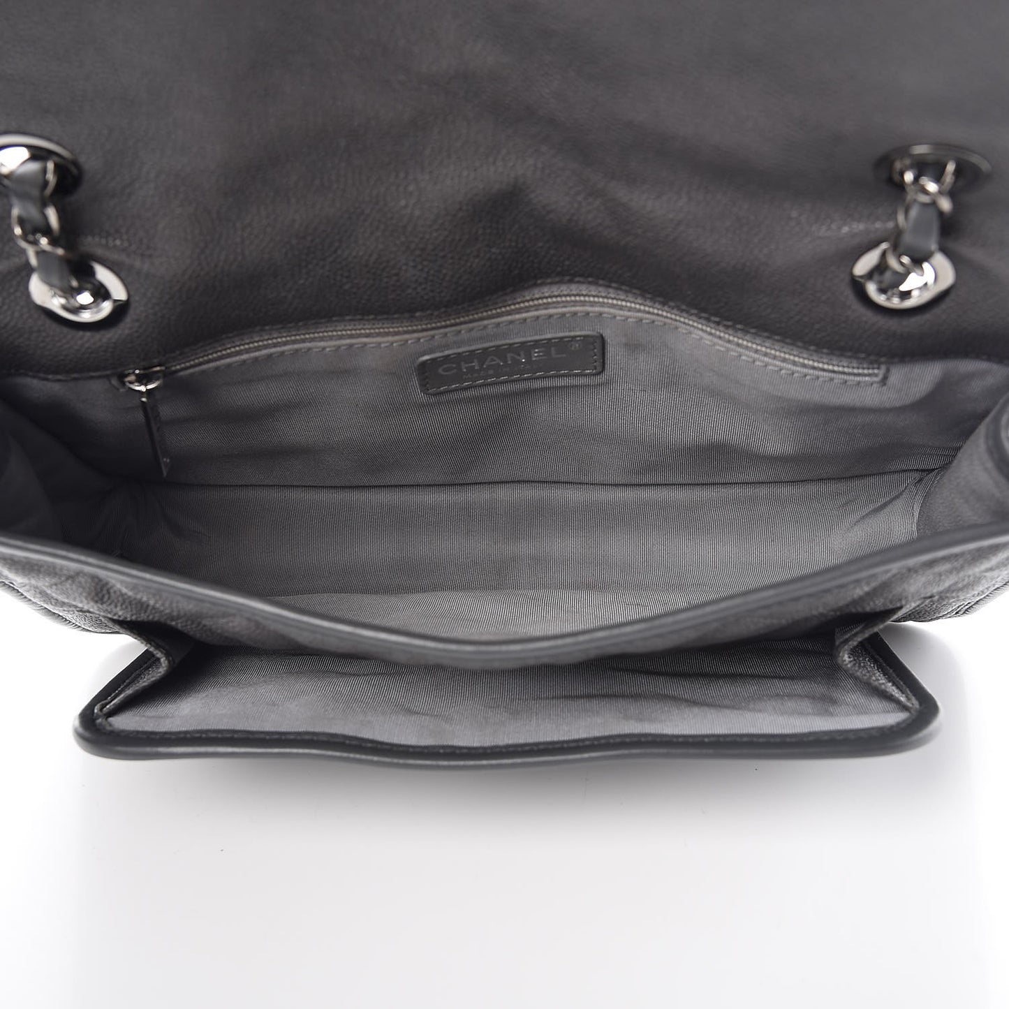 Caviar Quilted Medium French Riviera Flap Dark Grey