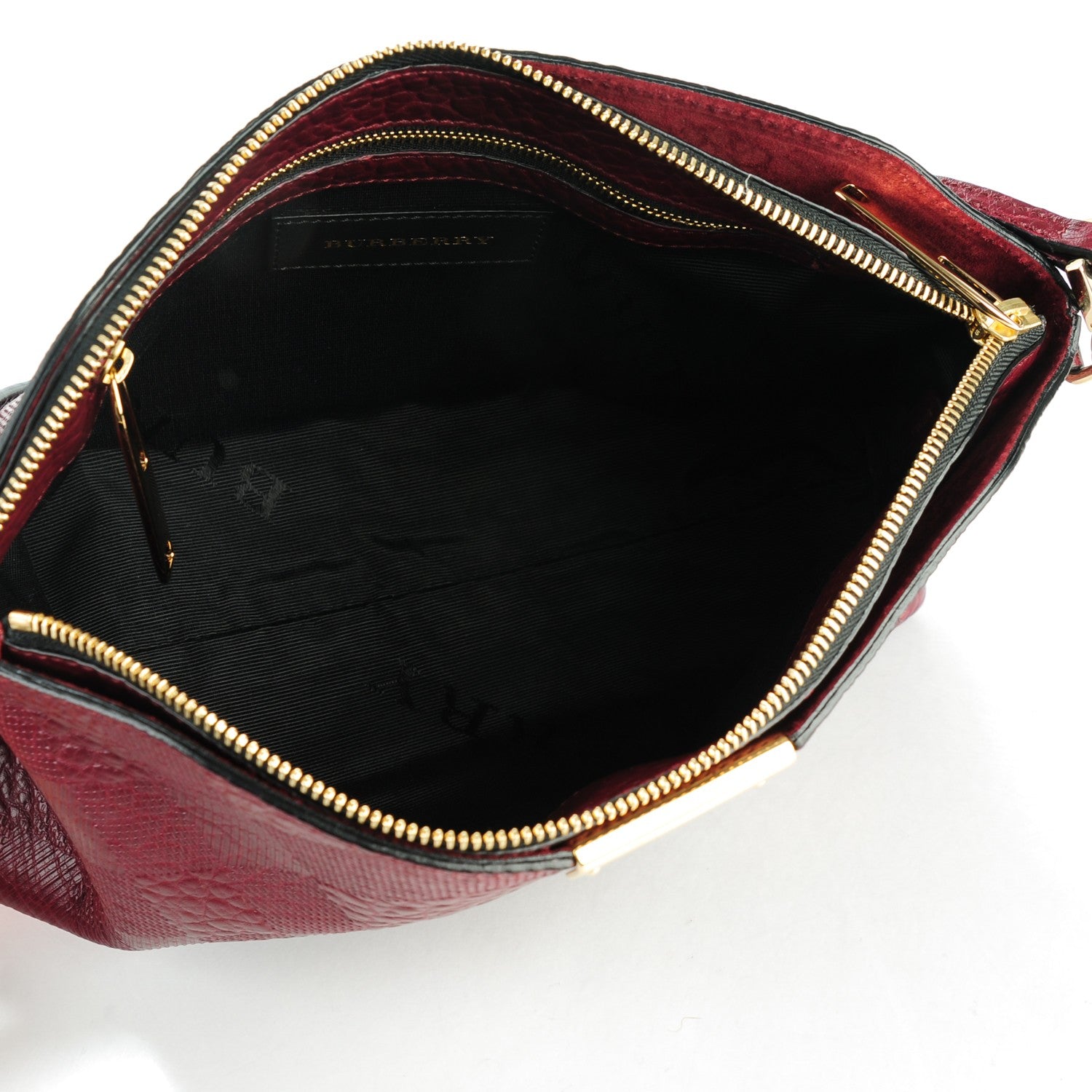 Burberry Signature Grain Calfskin Check Embossed Small Chichester Crossbody Clutch Bag Red 5 of 8