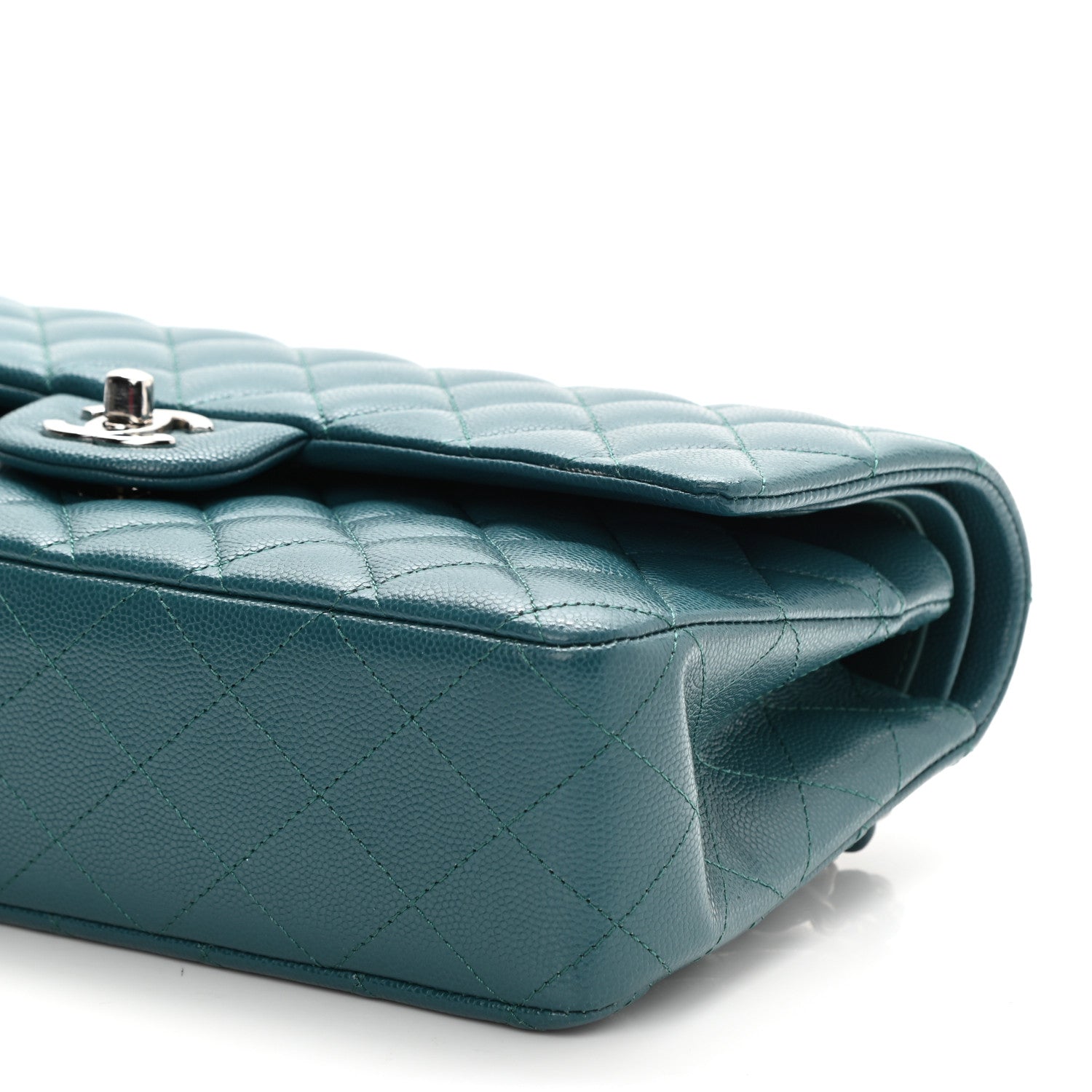 Chanel Caviar Quilted Medium Double Flap Dark Green 10 of 11
