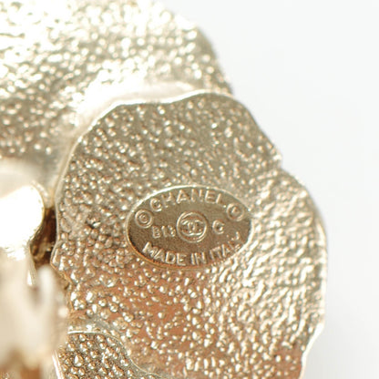 Chanel Enamel Crystal CC Camellia Drop Clip On Earrings Pink Gold 4 of 5
