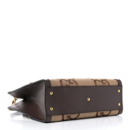 Gucci Monogram Jumbo GG Textured Dollar Calfskin Small Diana Tote Bag Camel Ebony New Acero 4 of 24