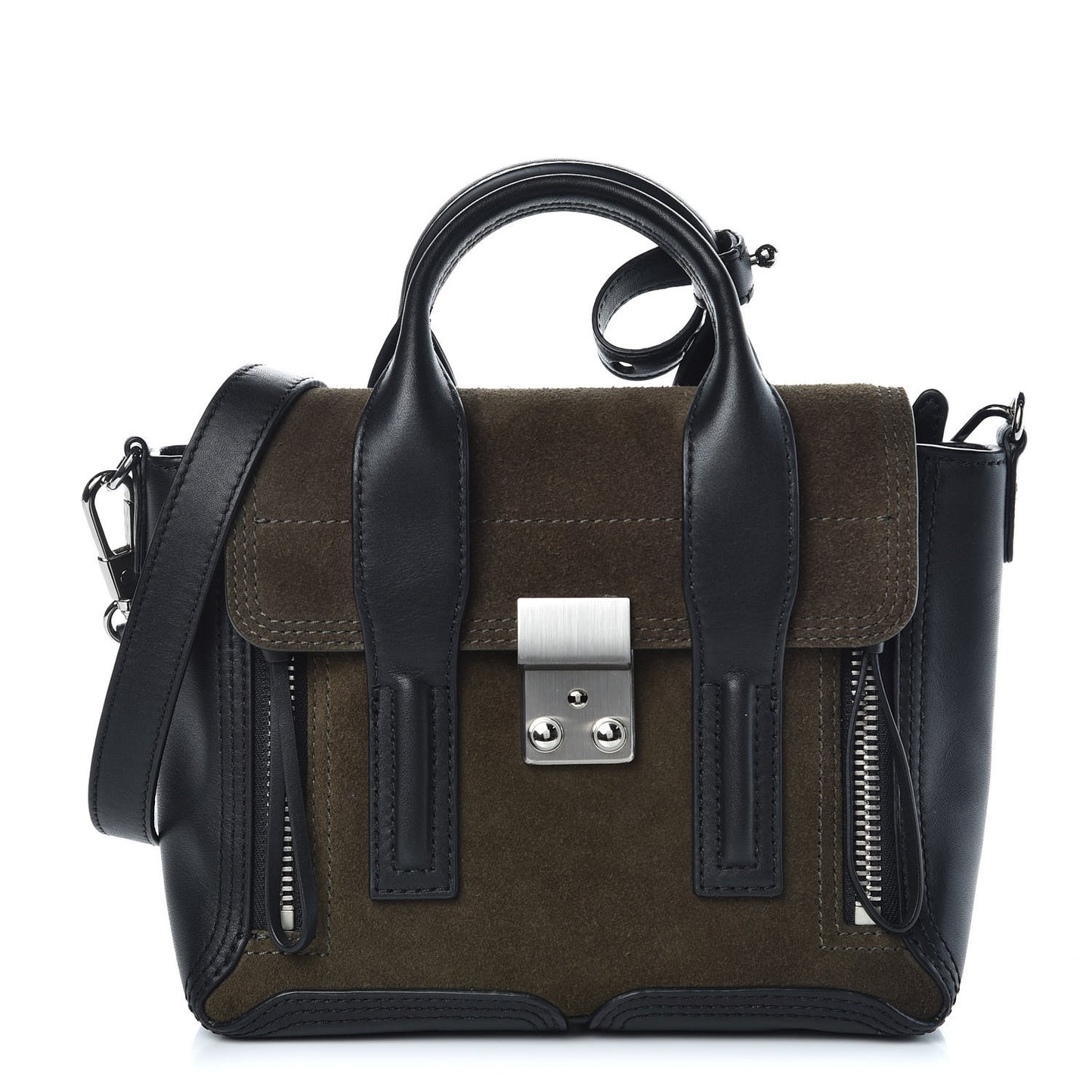 3.1 Suede Calfskin Mini Pashli Satchel Dark Moss