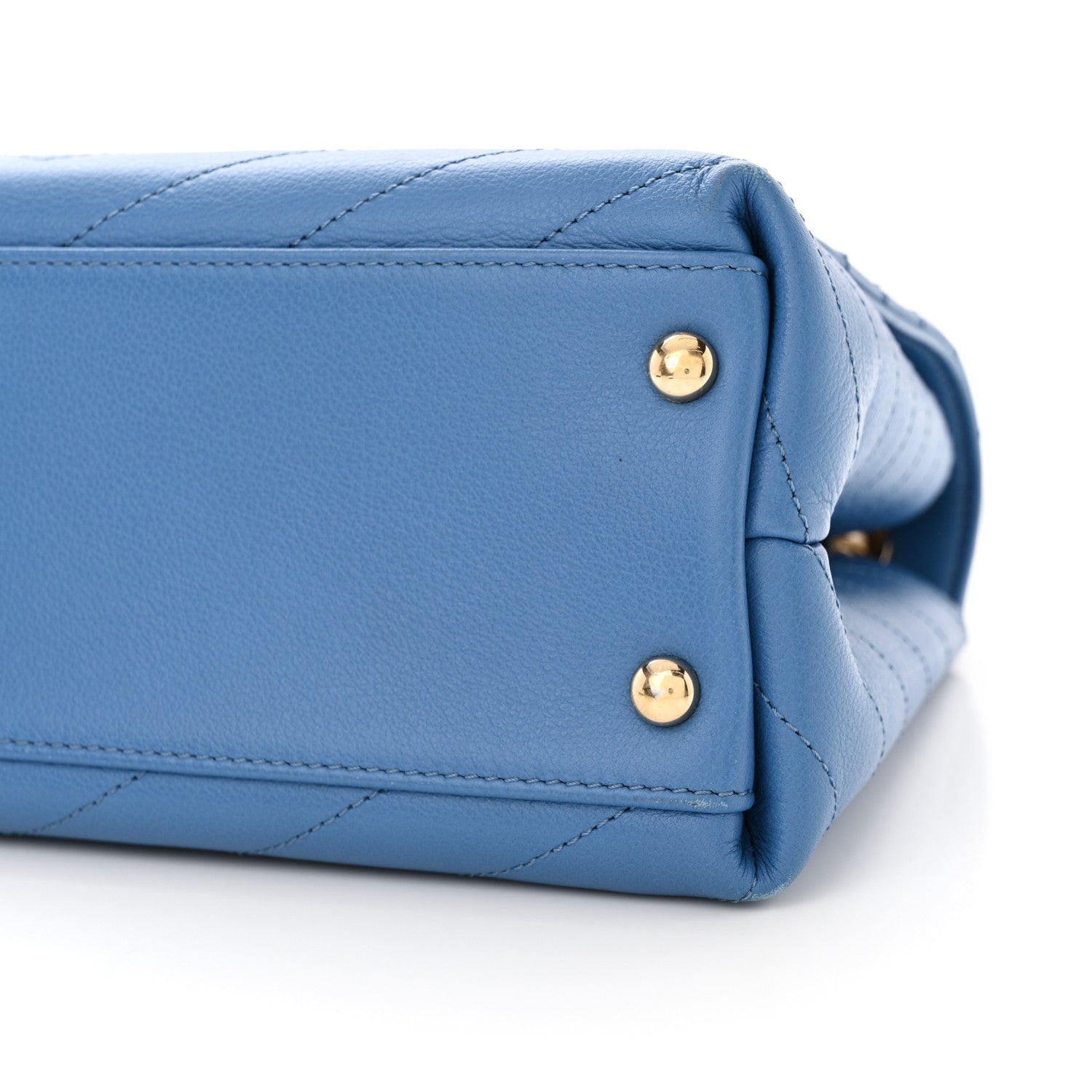 Chanel Grained Calfskin Small Chevron Chic Top Handle Flap Blue 10 of 13