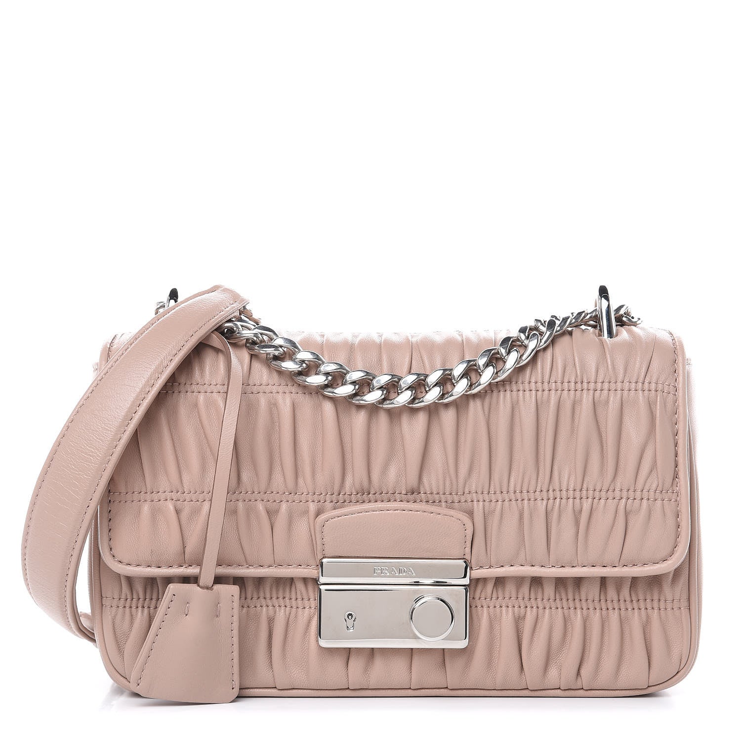 Prada Nappa Gaufre Small Sound Chain Flap Shoulder Bag Cipria 1 of 10