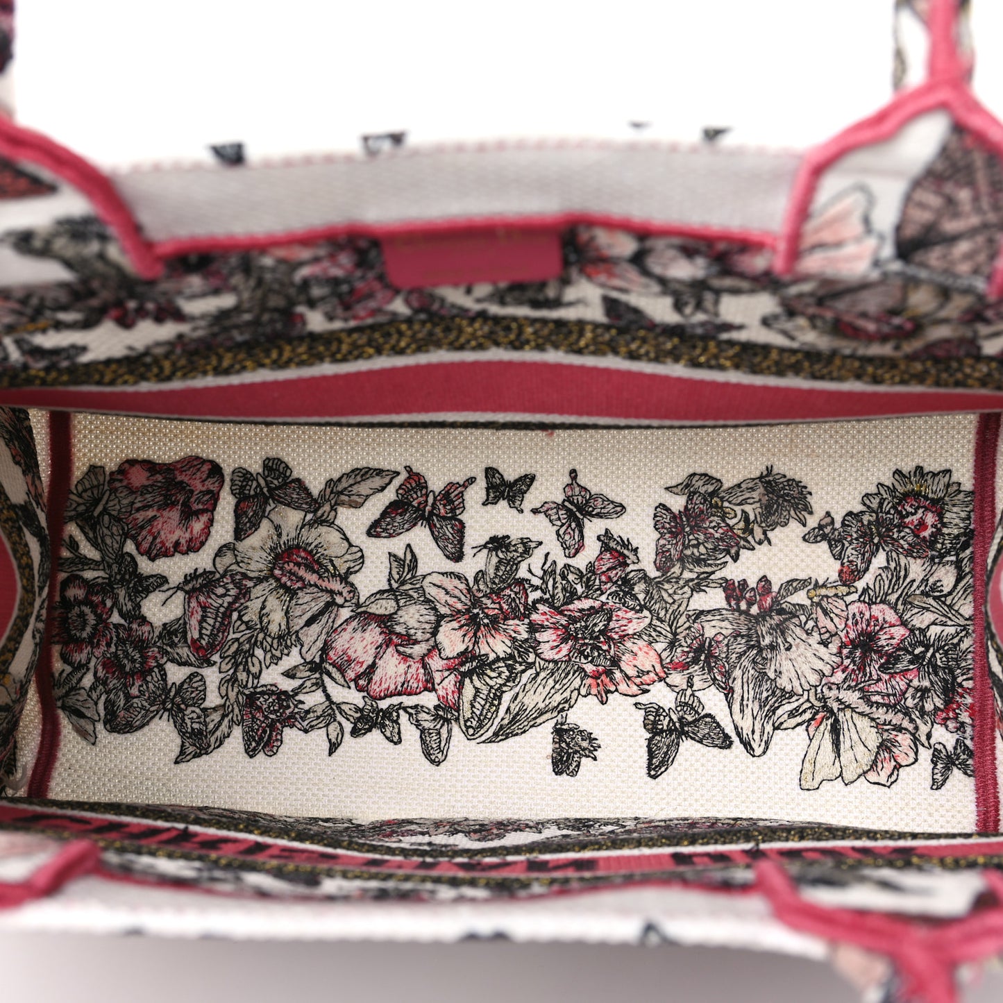 Canvas Embroidered Medium Butterfly Print Book Tote Multicolor