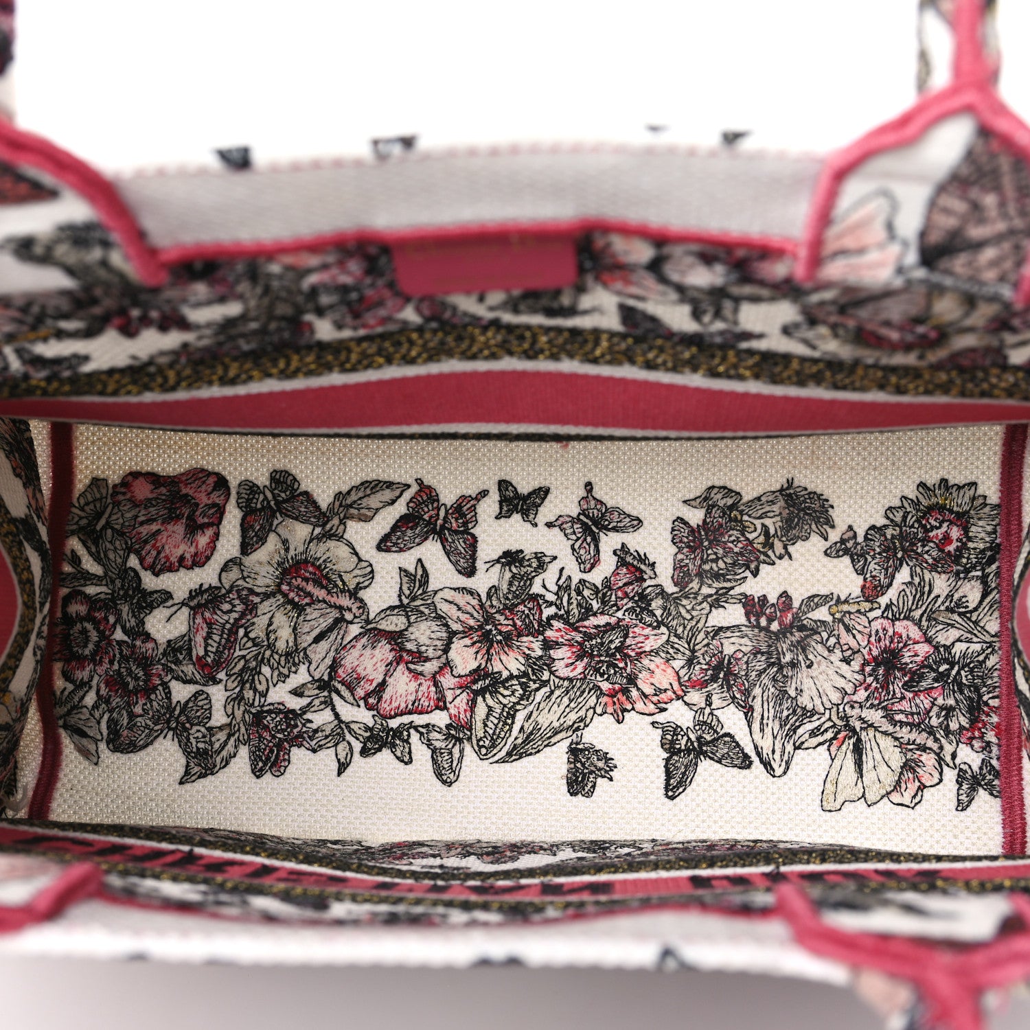 Christian Dior Canvas Embroidered Medium Butterfly Print Book Tote Multicolor 5 of 9