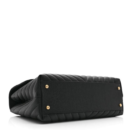 Chanel Caviar Chevron Quilted Medium Coco Handle Flap Black 4 of 10