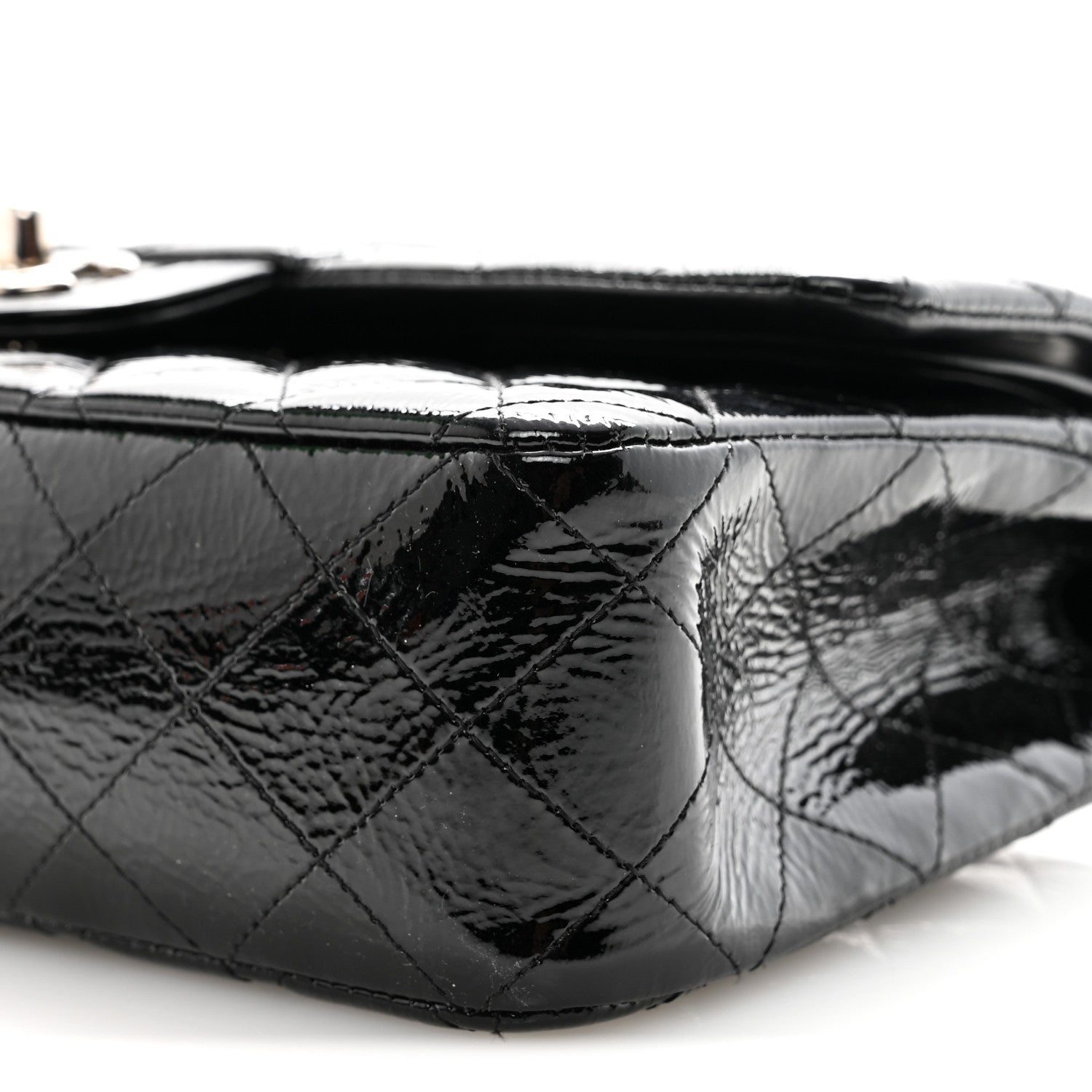 Chanel Distressed Patent Quilted Medium Double Flap Black 10 of 10