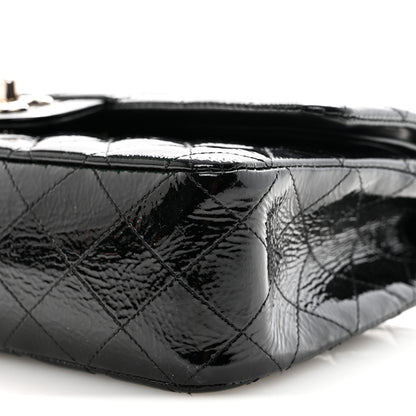 Chanel Distressed Patent Quilted Medium Double Flap Black 10 of 10