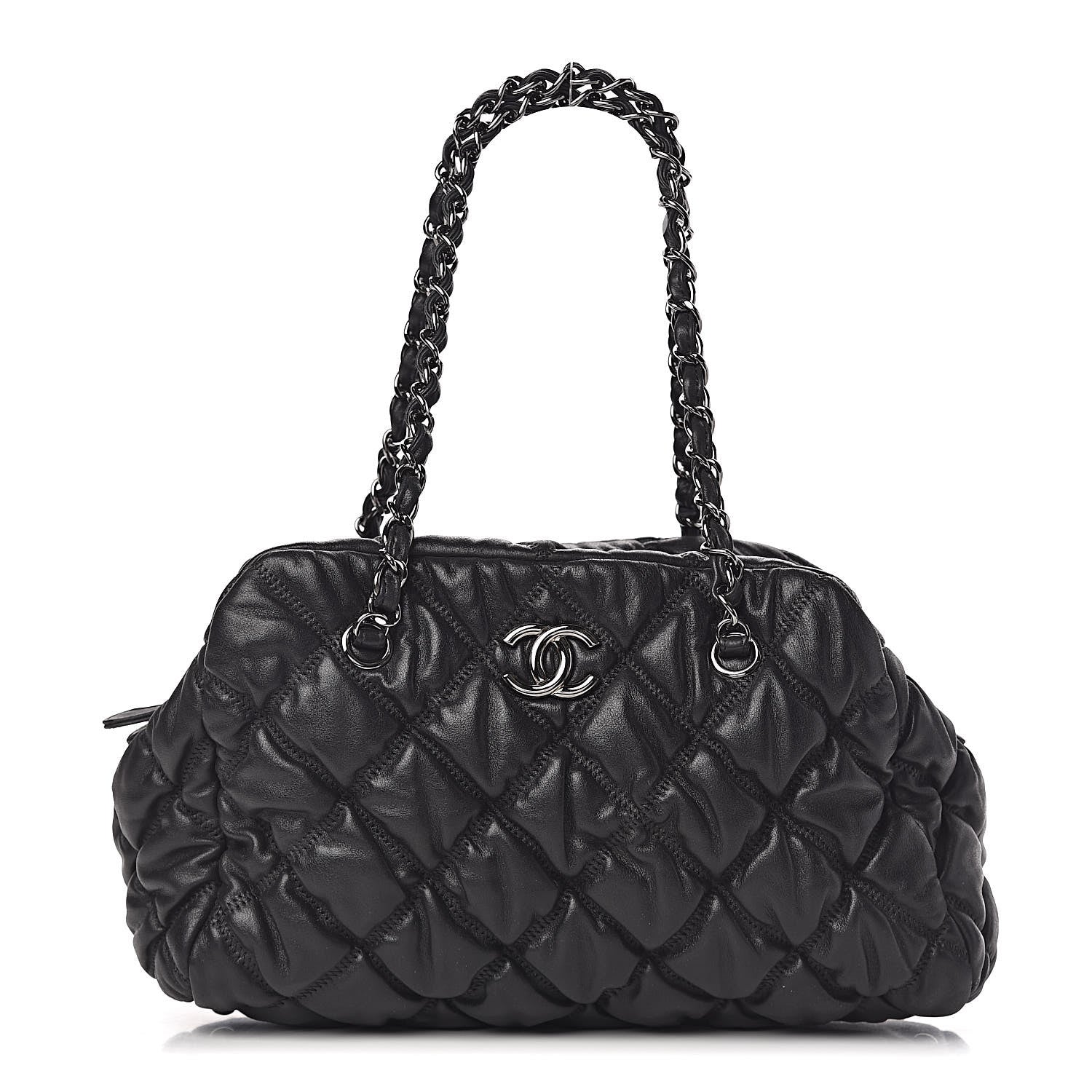 Chanel Calfskin Bubble Quilt Bowler Black 1 of 10