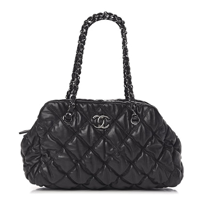 Chanel Calfskin Bubble Quilt Bowler Black 1 of 10