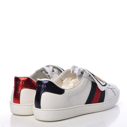 Gucci Calfskin Ayers Web Tiger Embroidered Mens Ace Sneakers7.5 White 4 of 12