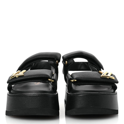 Louis Vuitton Lambskin Sunset Comfort Platform Sandals 36.5 Black 3 of 12