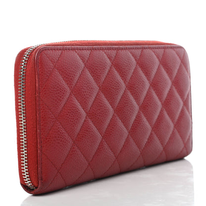 Chanel Caviar Quilted Large Gusset Zip Around Wallet Red 3 of 7