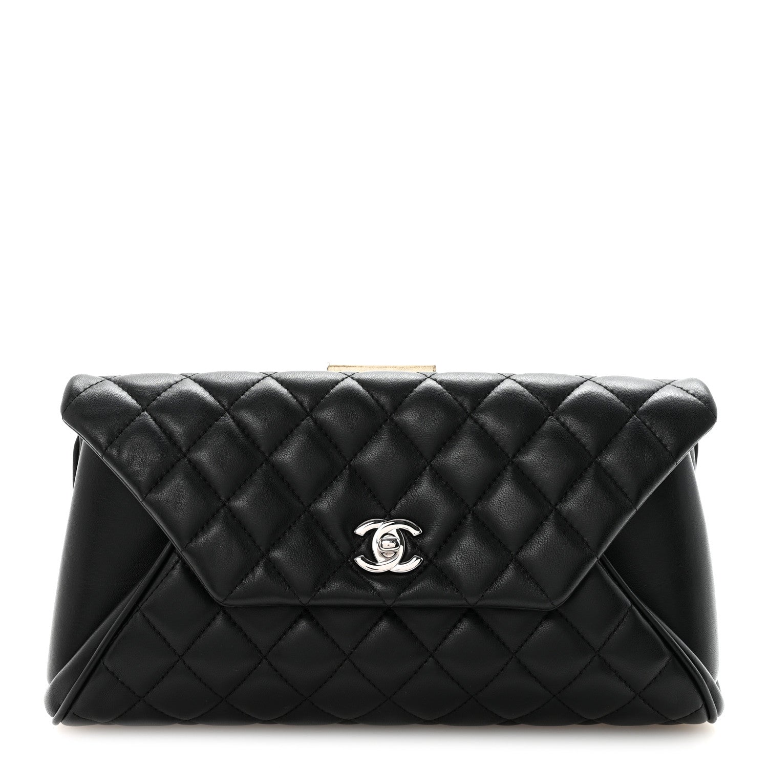Chanel Lambskin Quilted Fold Up Again Clutch Black 1 of 10