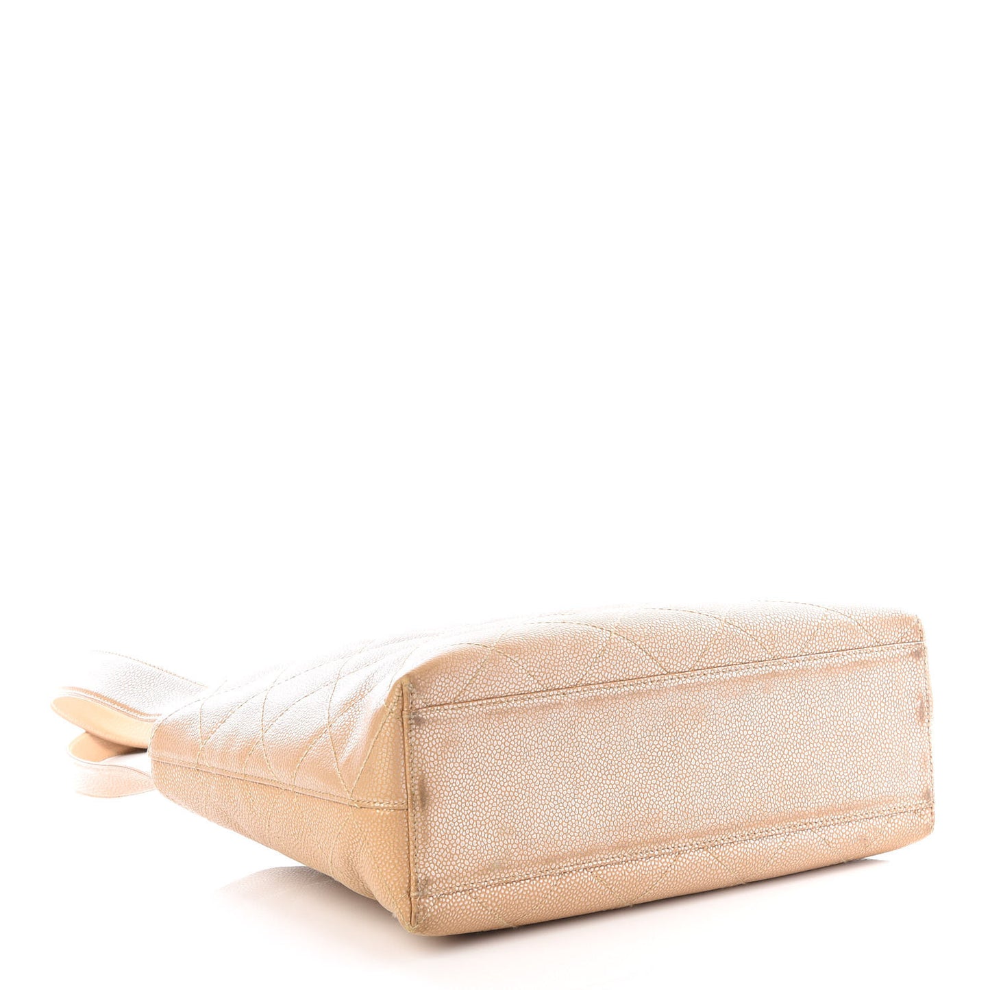 Metallic Caviar Quilted Shoulder Bag Beige