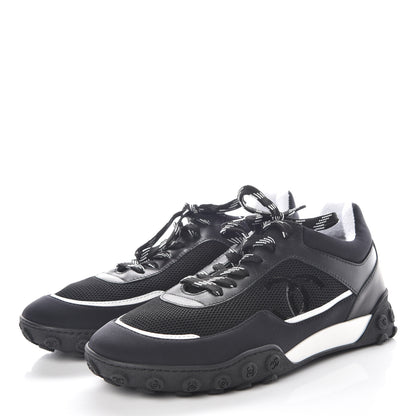 Chanel Calfskin Mesh Lycra Sneakers 38.5 Black 3 of 8