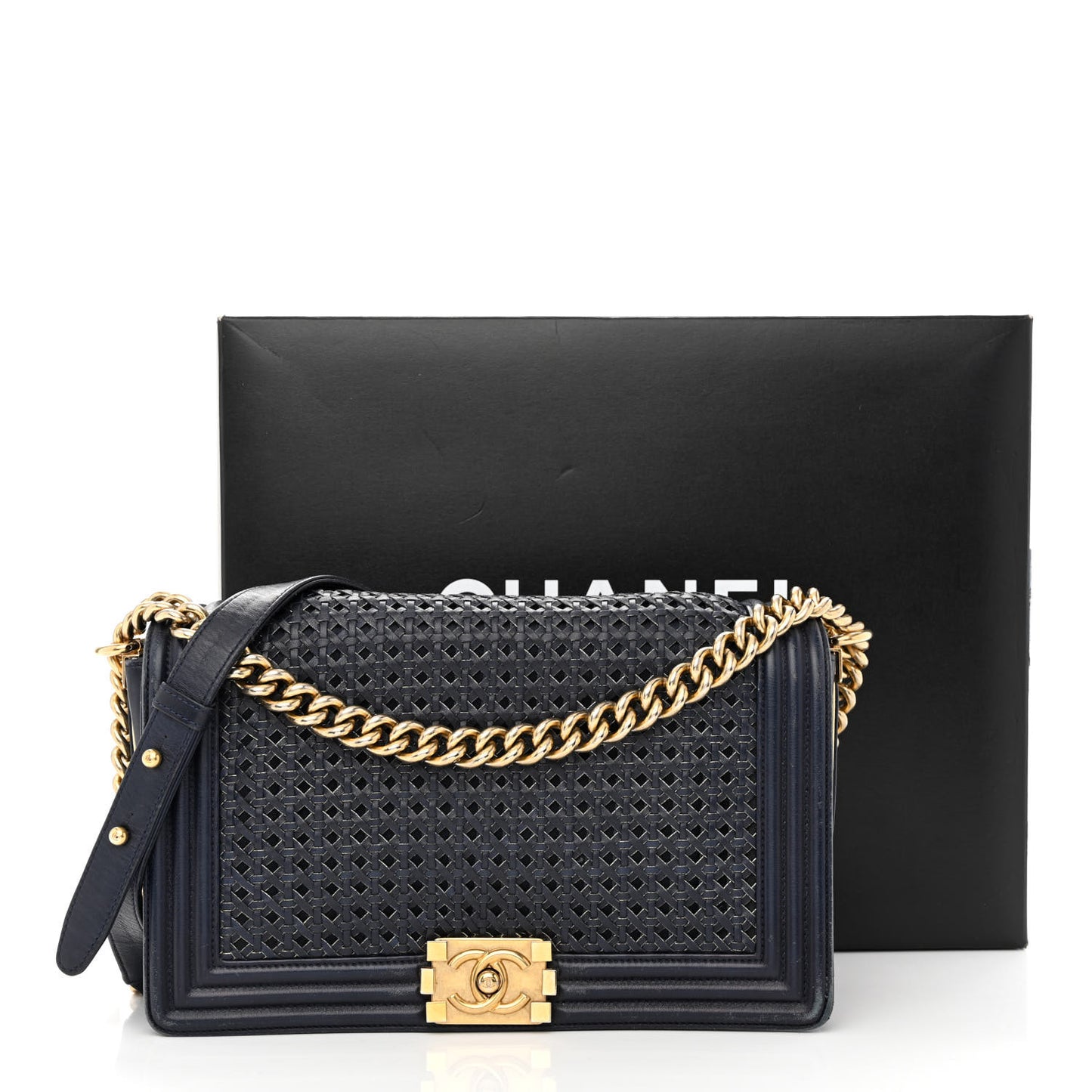 Braided Sheepskin New Medium Boy Flap Navy