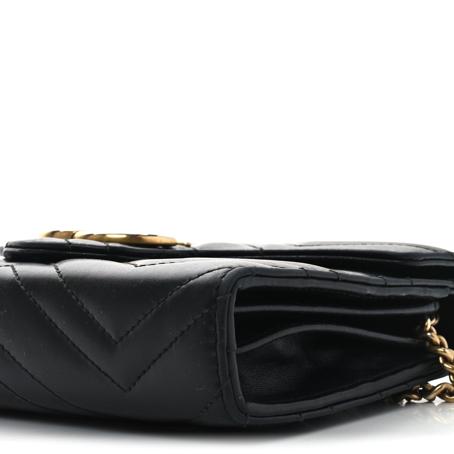 Calfskin Matelasse GG Marmont Chain Wallet Black