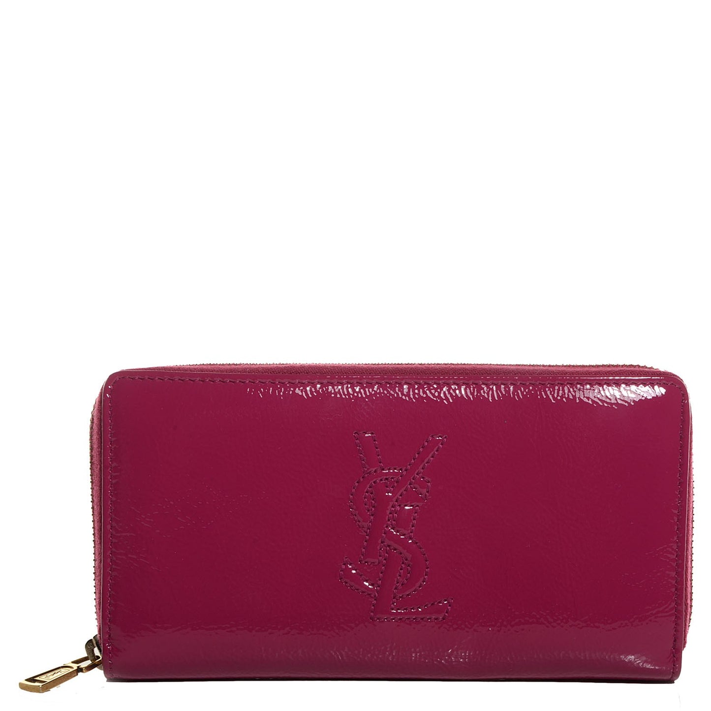 Textured Patent Belle De Jour Zip Around Wallet Fuchsia