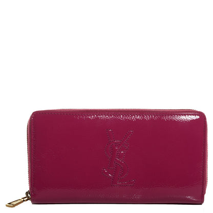 Saint Laurent Textured Patent Belle De Jour Zip Around Wallet Fuchsia 1 of 7
