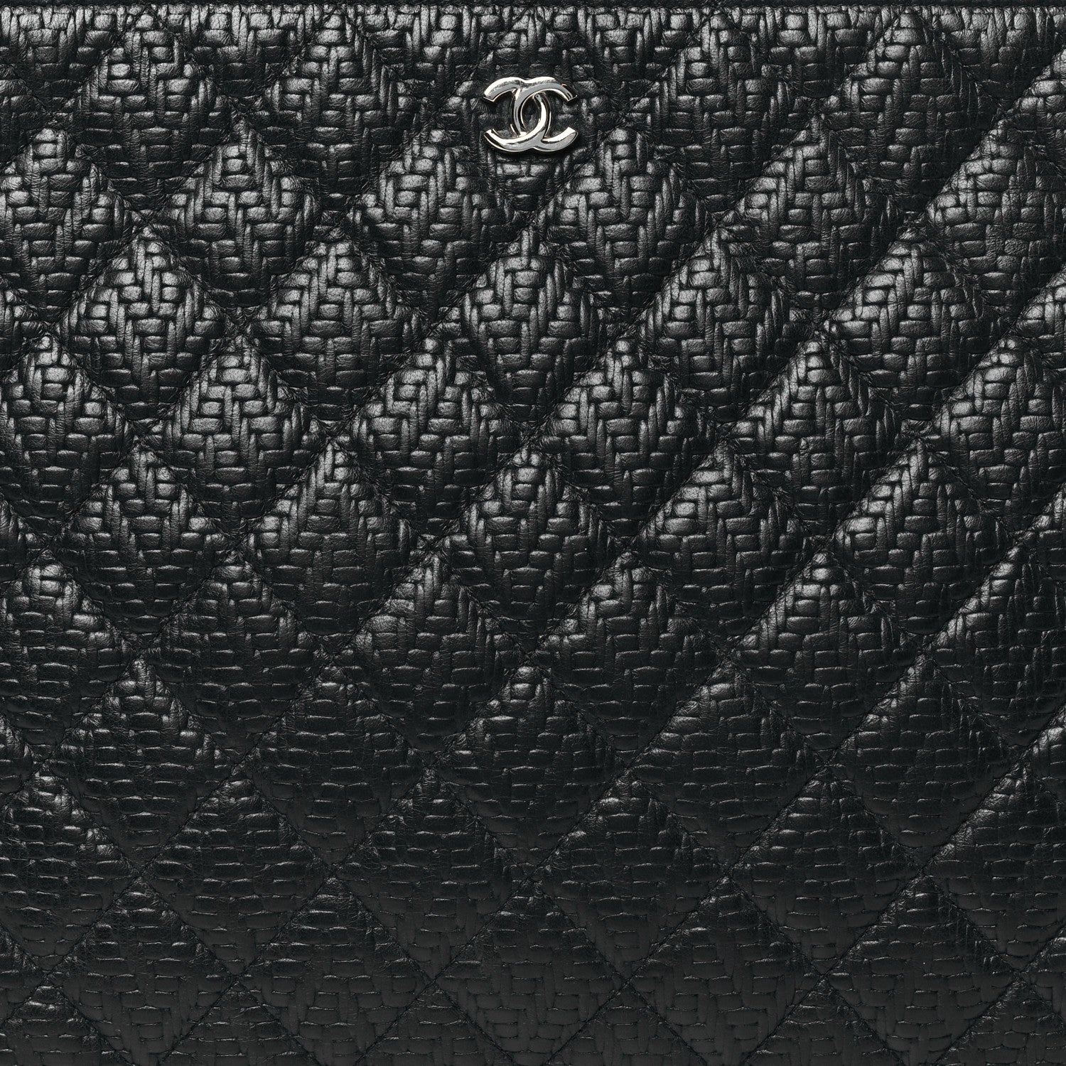 Chanel Woven Lambskin Quilted Large Cosmetic Case Black 8 of 10
