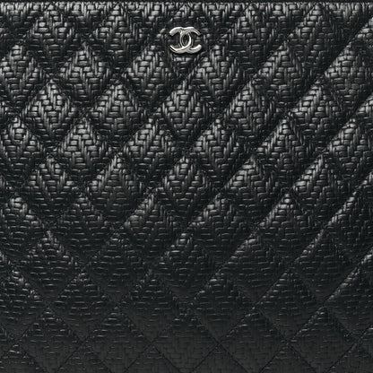 Chanel Woven Lambskin Quilted Large Cosmetic Case Black 8 of 10