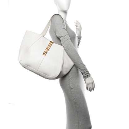 Versace Calfskin Greca Goddess Tote Bag White 2 of 10