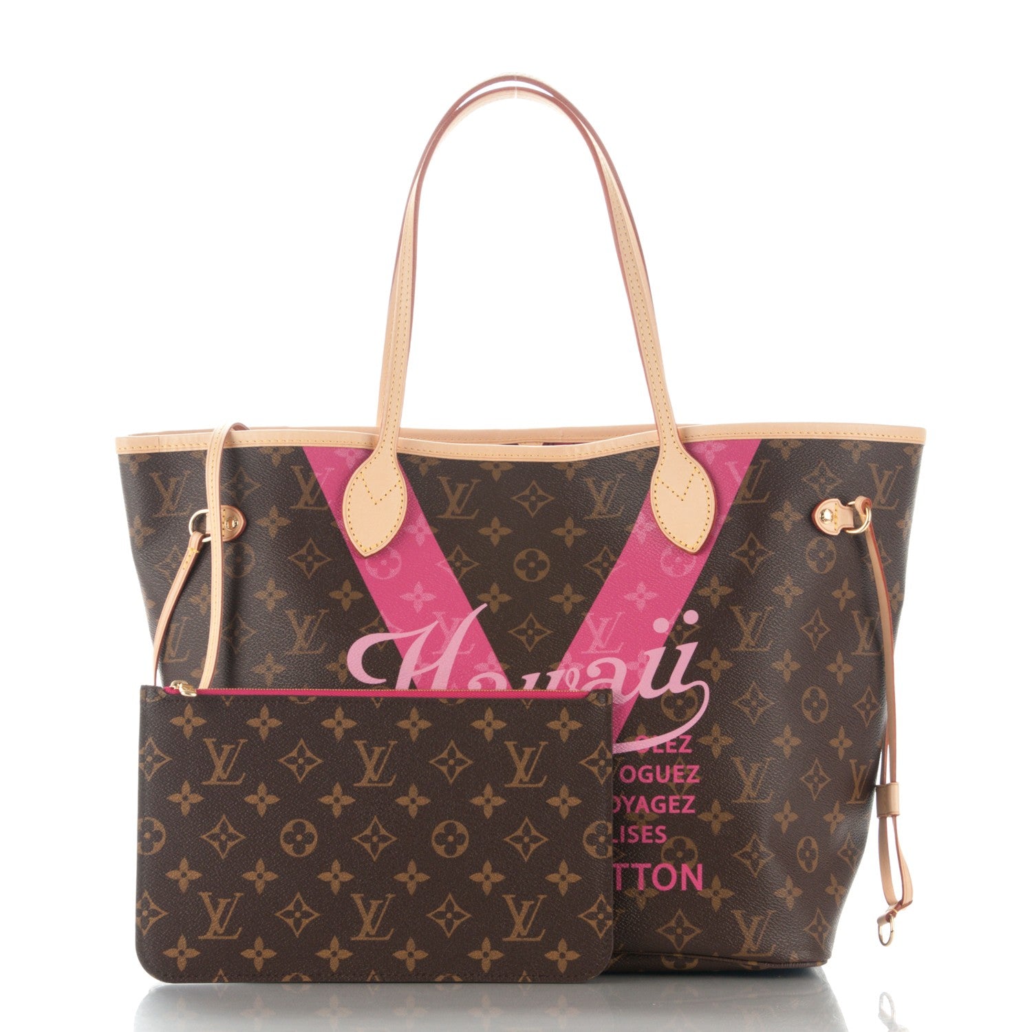 Louis Vuitton Monogram Hawaii V Neverfull MM Hot Pink 3 of 10