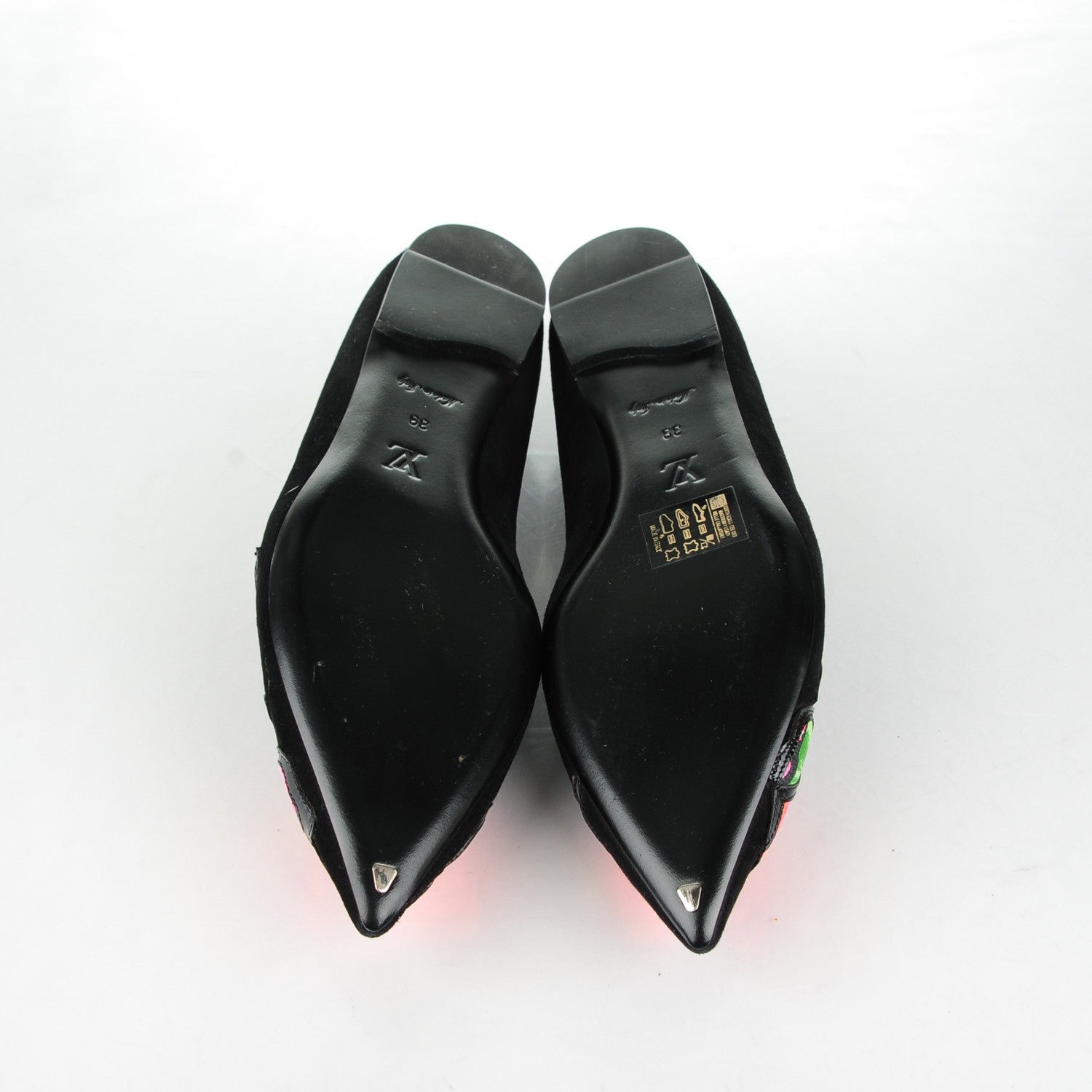 Louis Vuitton Suede Graffiti Rose Ballet Flats 39 Black 5 of 8