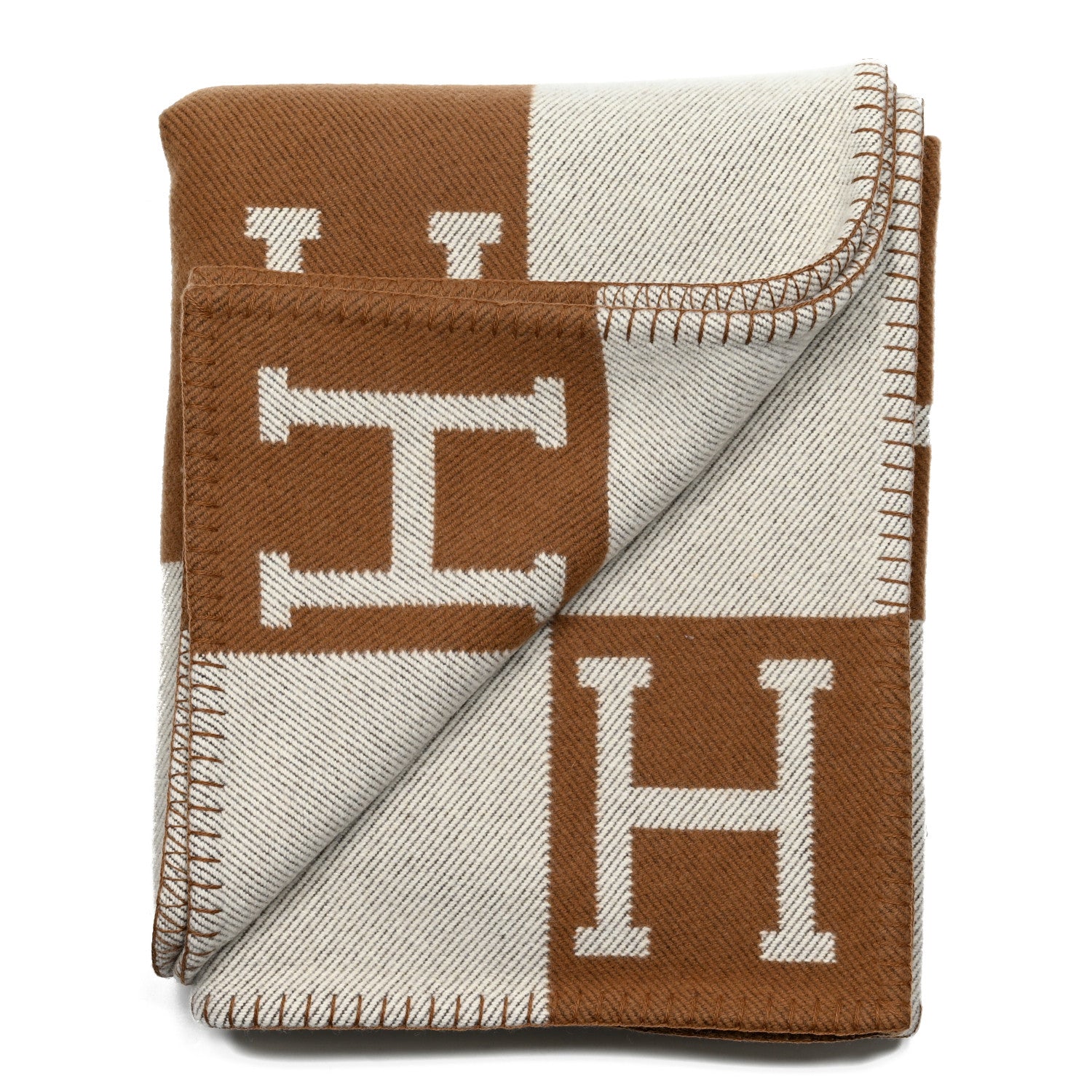 Hermes Wool Cashmere Avalon Blanket Ecru Camel 2 of 3