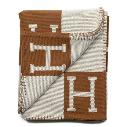 Hermes Wool Cashmere Avalon Blanket Ecru Camel 2 of 3