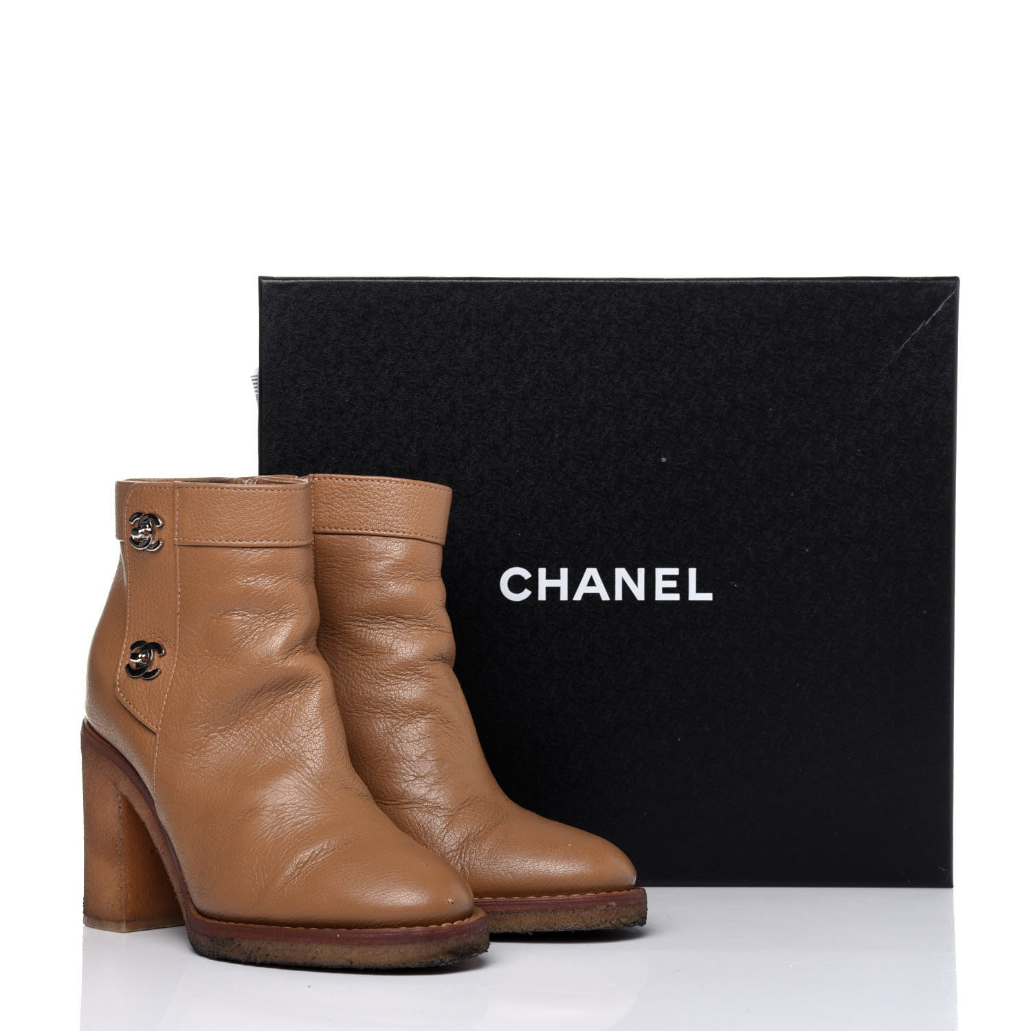 Chanel Goatskin CC Turnlock Ankle Boots 37 Beige 18 of 18