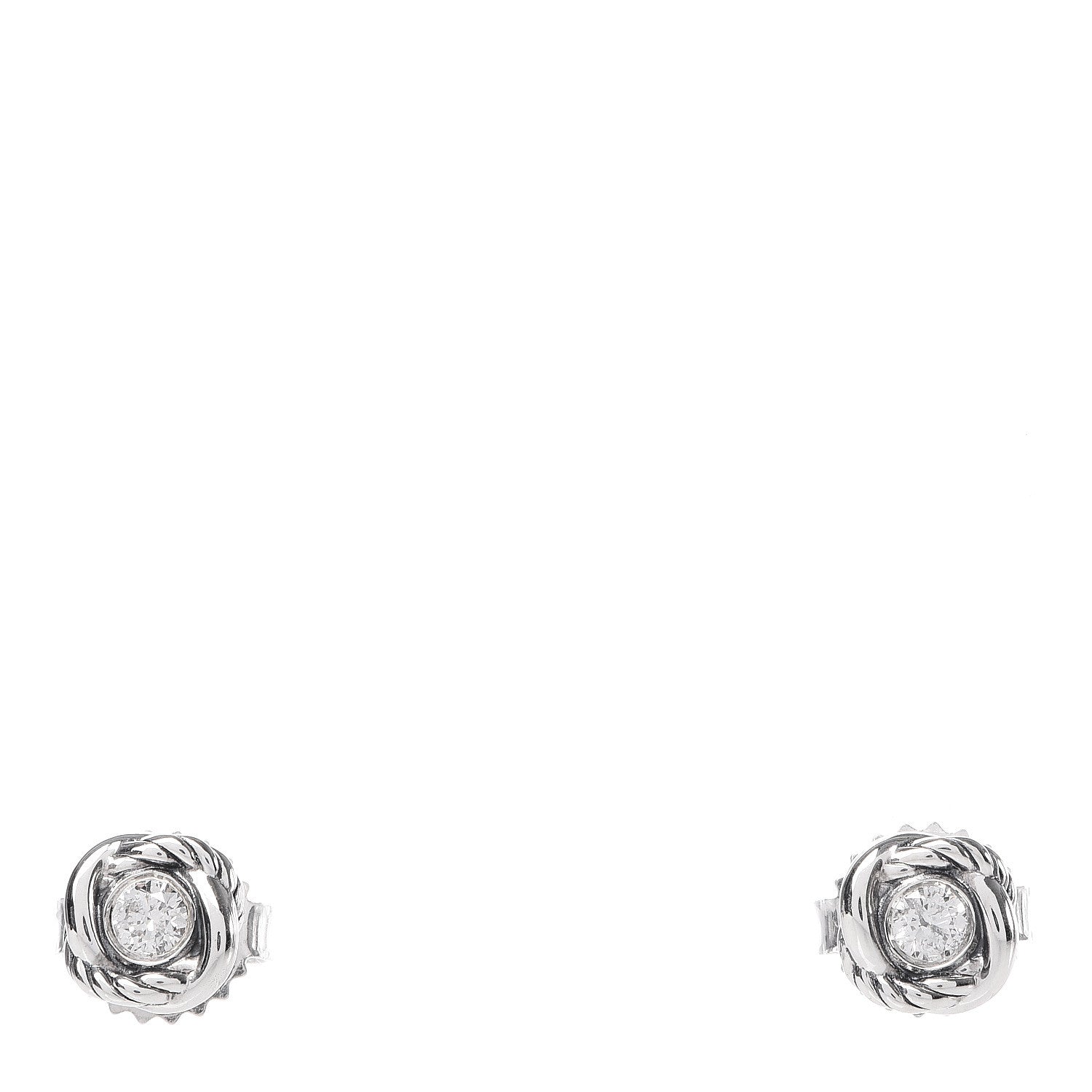 David Yurman Sterling Silver Diamond 7mm Infinity Stud Earrings 1 of 5
