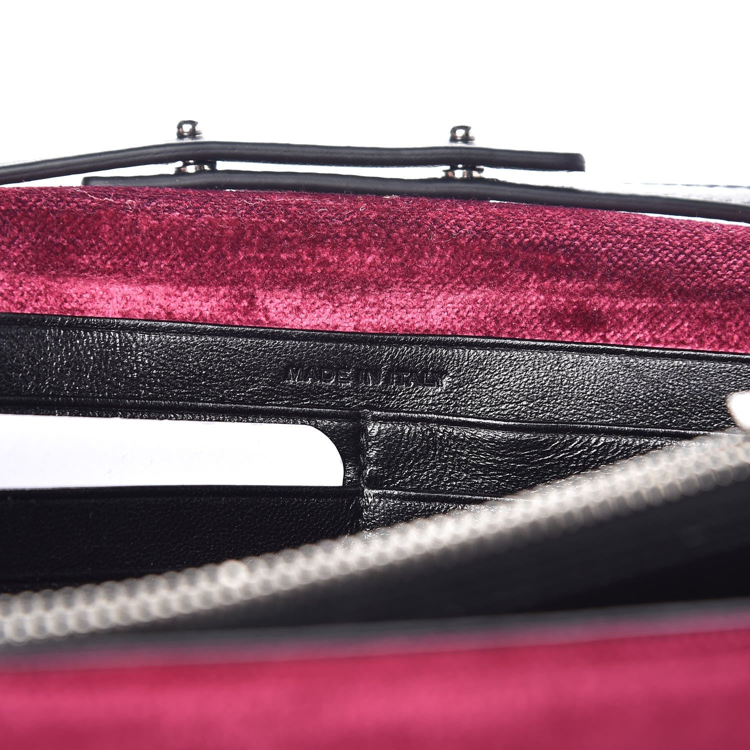 Saint Laurent Textured Velour Monogram Chain Wallet Rose Wine 6 of 8