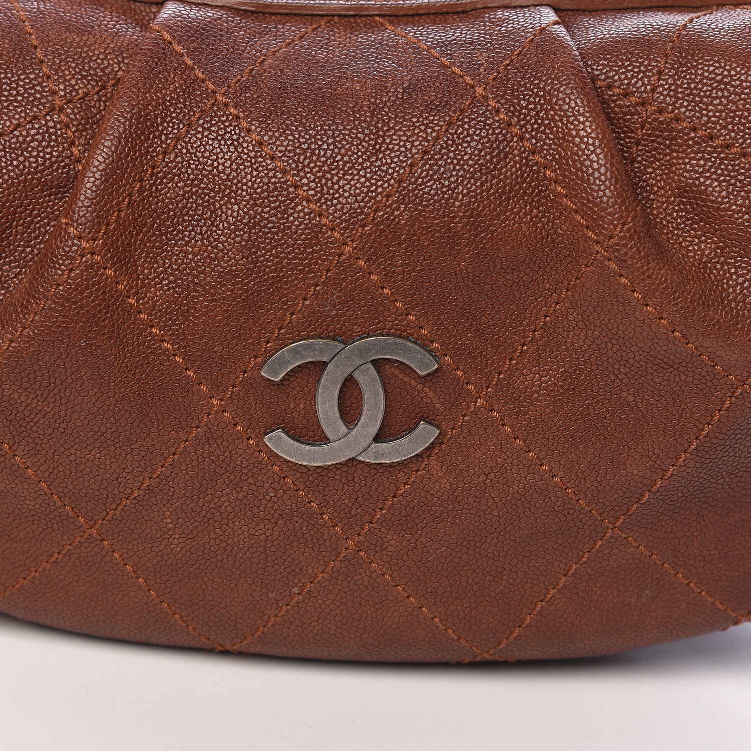 Chanel Caviar Stitched Outdoor Ligne Hobo Brown 9 of 11