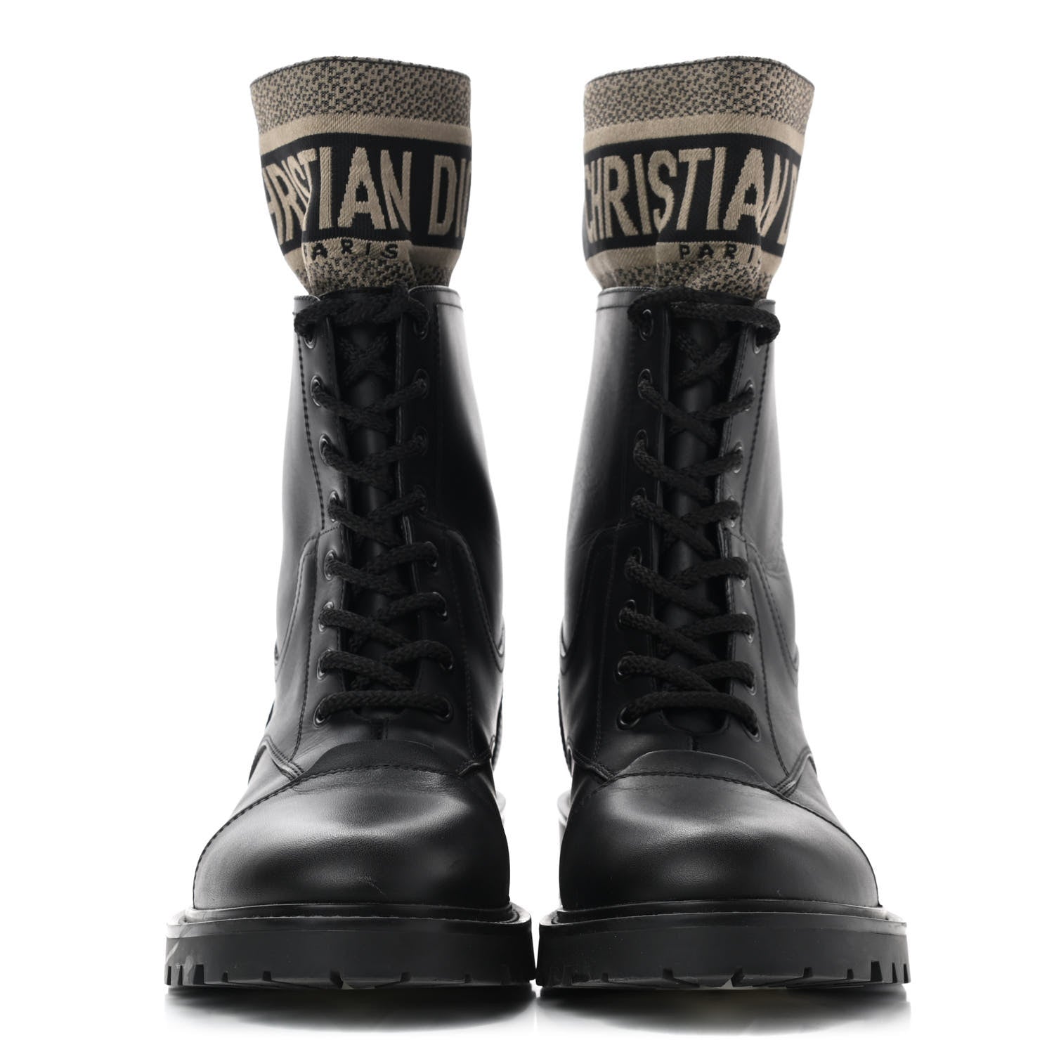 Christian Dior Calfskin Technical Fabric D-Major Ankle Boots 39.5 Black Taupe 2 of 8