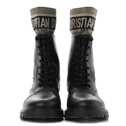 Christian Dior Calfskin Technical Fabric D-Major Ankle Boots 39.5 Black Taupe 2 of 8