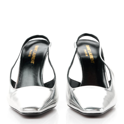 Saint Laurent Patent Tom 90 Dream Slingback Pumps 36 Argento 2 of 9