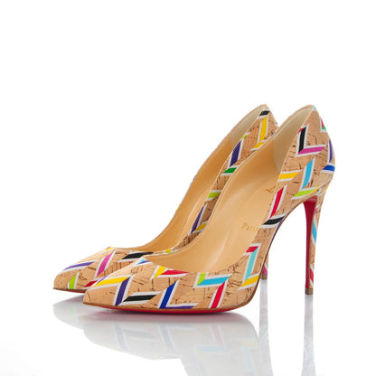 Christian Louboutin Cork Chevron Print Pigalle Follies 100 Pumps 37.5 Multicolor 3 of 7