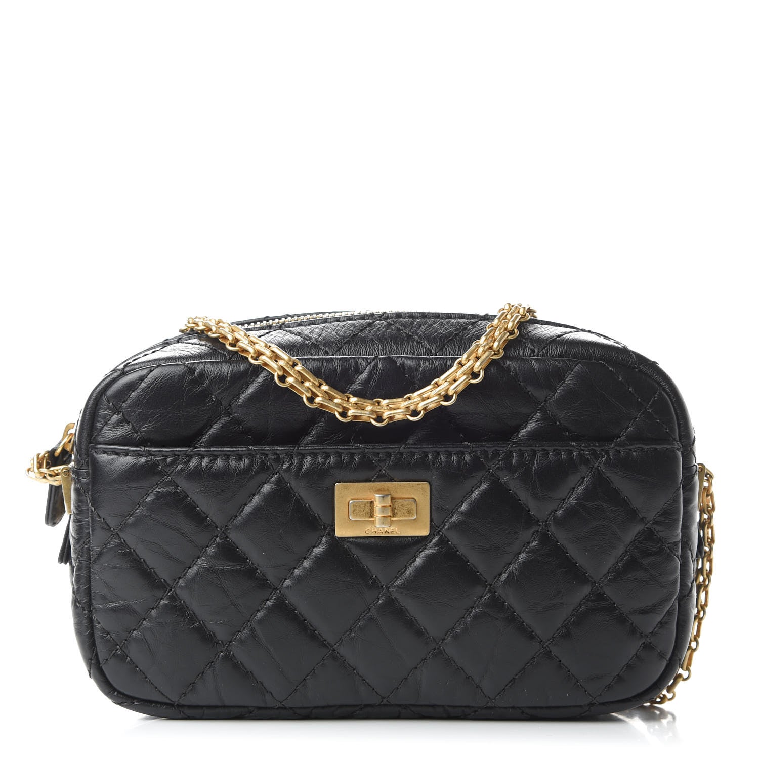 Chanel Aged Calfskin Quilted Mini Reissue Camera Case Black 1 of 10