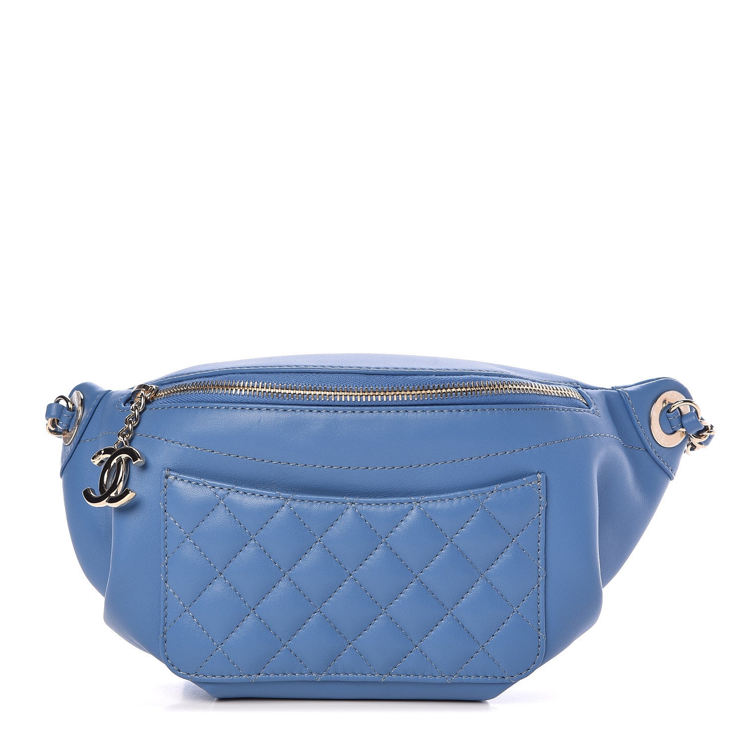 Chanel Lambskin Quilted Bi Waist Bag Fanny Pack Blue 1 of 10