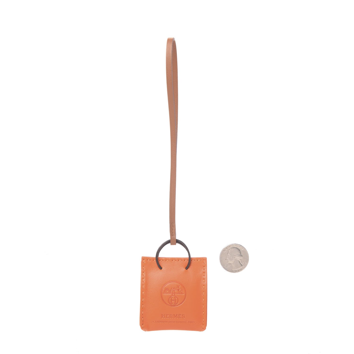 Hermes Milo Lambskin Swift Shopping Bag Charm Feu Gold 2 of 4