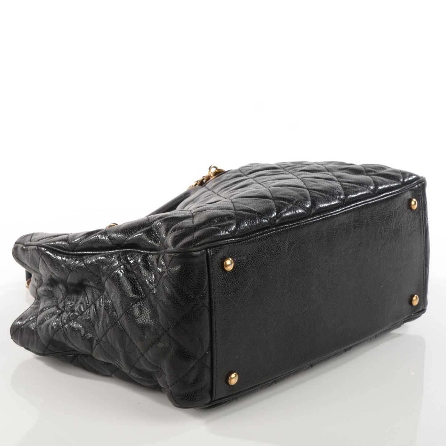 Glazed Caviar Quilted Small Shiva Tote Black
