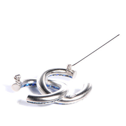 Chanel Crystal Baguette CC Brooch Blue 3 of 5