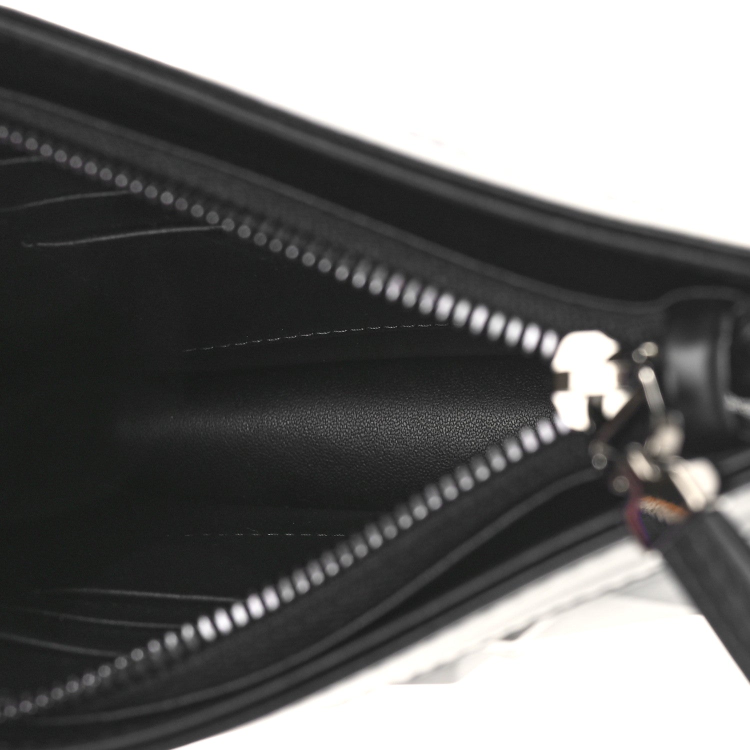 Christian Dior Calfskin Macrocannage Diamond Caro Zipped Pouch With Chain Black 5 of 8