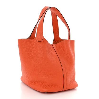 Hermes Taurillon Clemence Picotin Lock 22 MM Orange 3 of 10